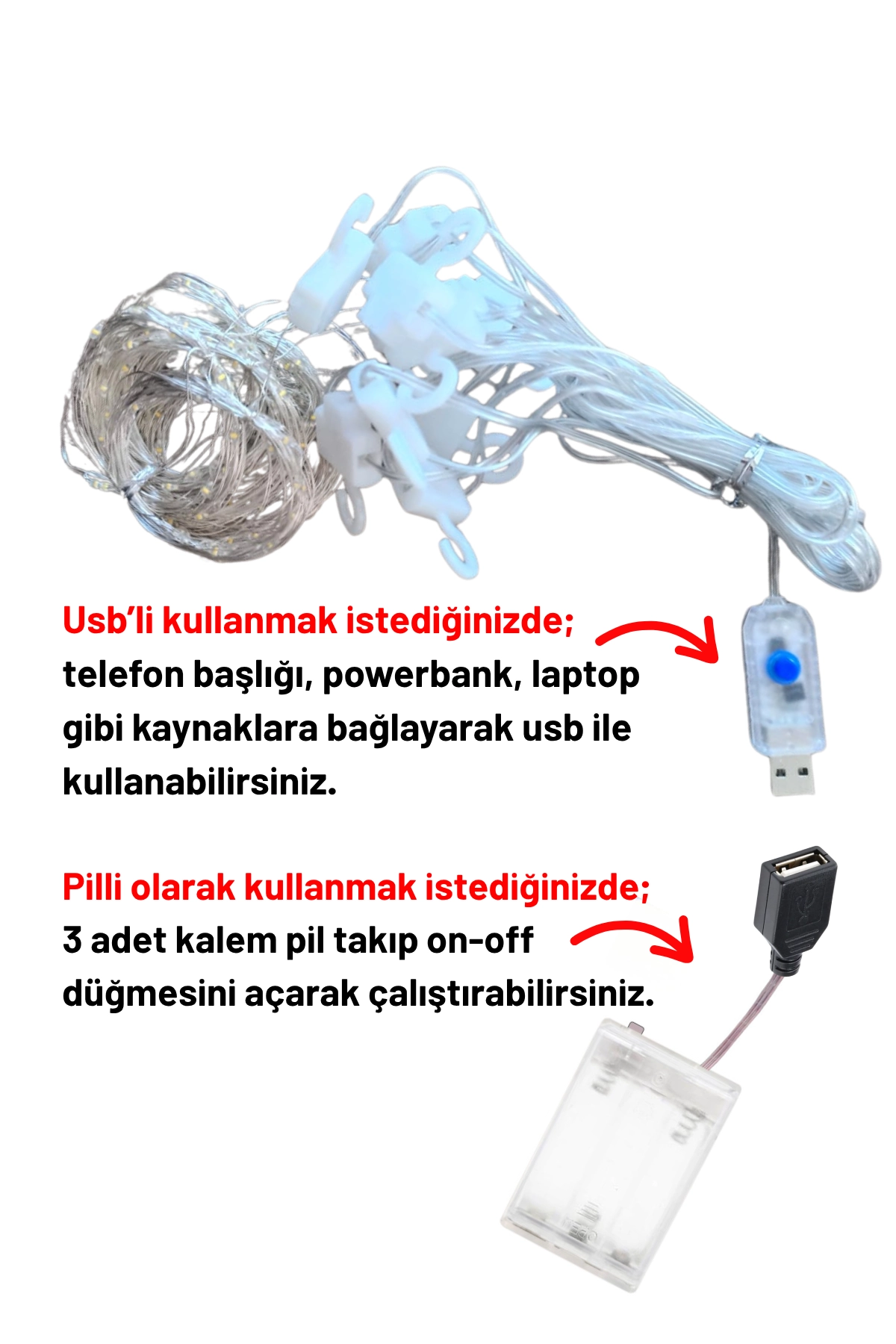 RGB Hem Pilli Hem Usbli Kumandalı Animasyonlu Perde Led 3x3 Metre Peri Perde Ledi Dekoratif Led