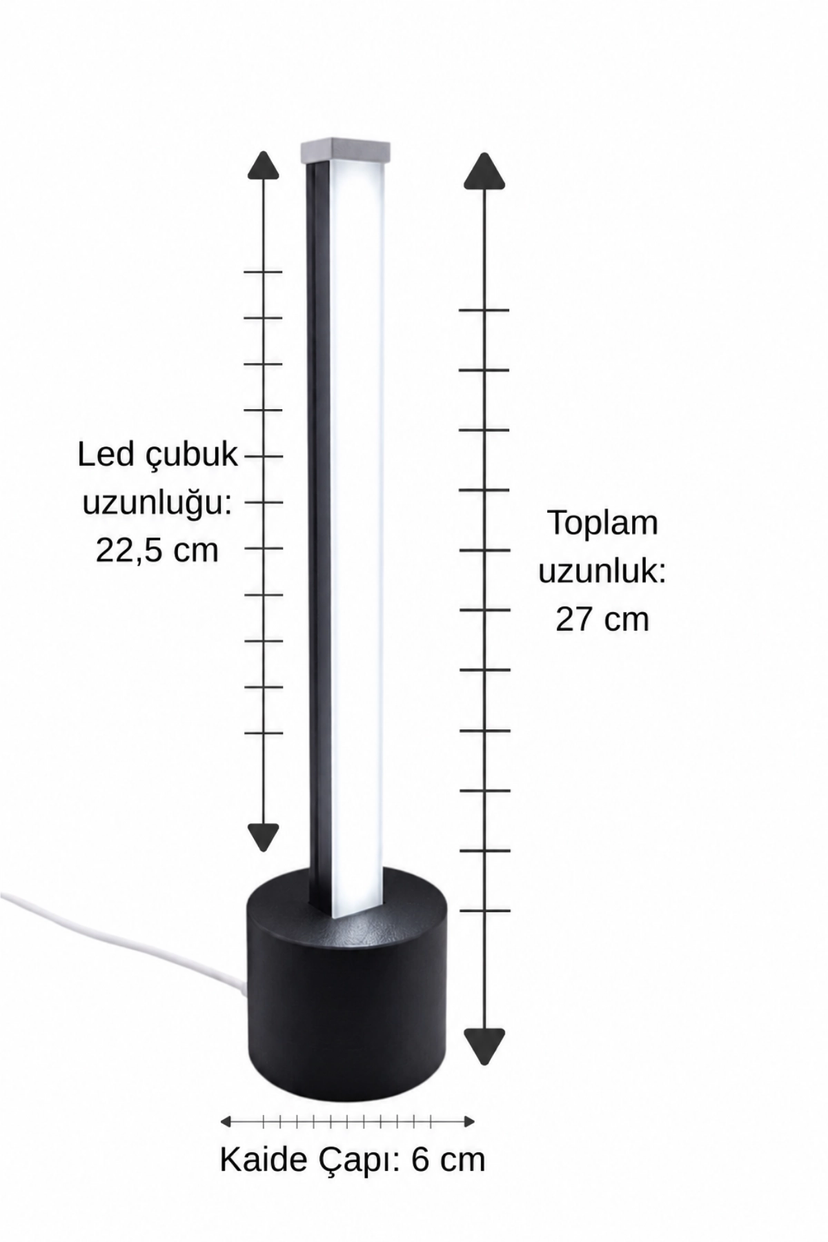 Usb Dikey Led Masa Lambası Beyaz Gece Lambası 27 cm