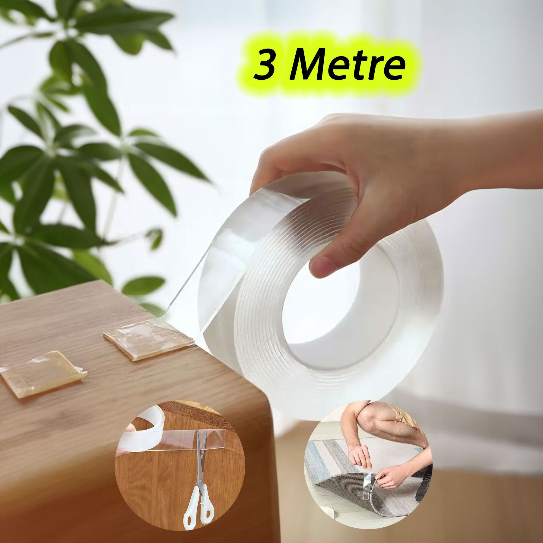 3 Metre Yüksek Mukavemetli Çok Amaçlı Çift Taraflı Şeffaf Bant