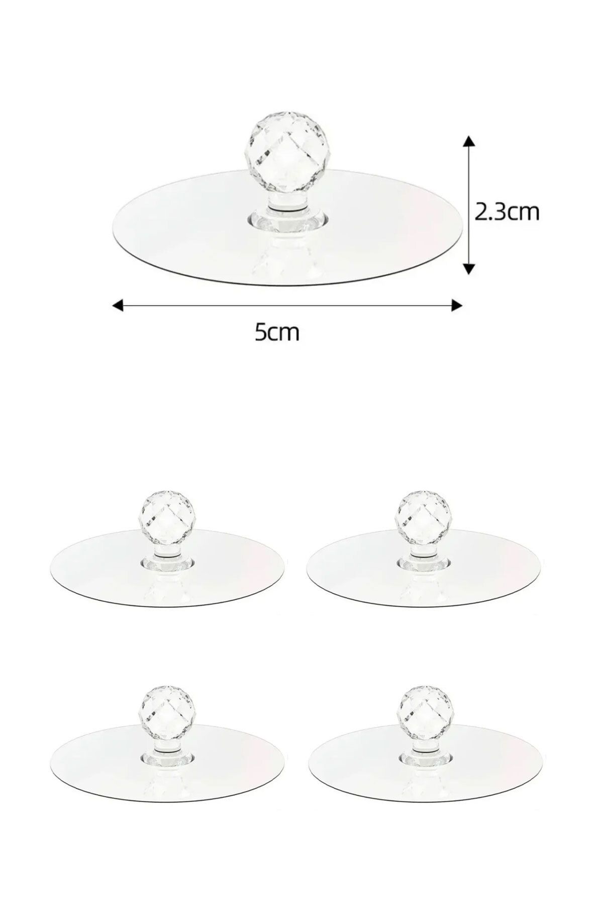 4 Adet Kristal Topuzlu Yapışkanlı Dolap Çekmece Kapak Tutma Kulpu Takı, Havlu Asmak İçin Kulp