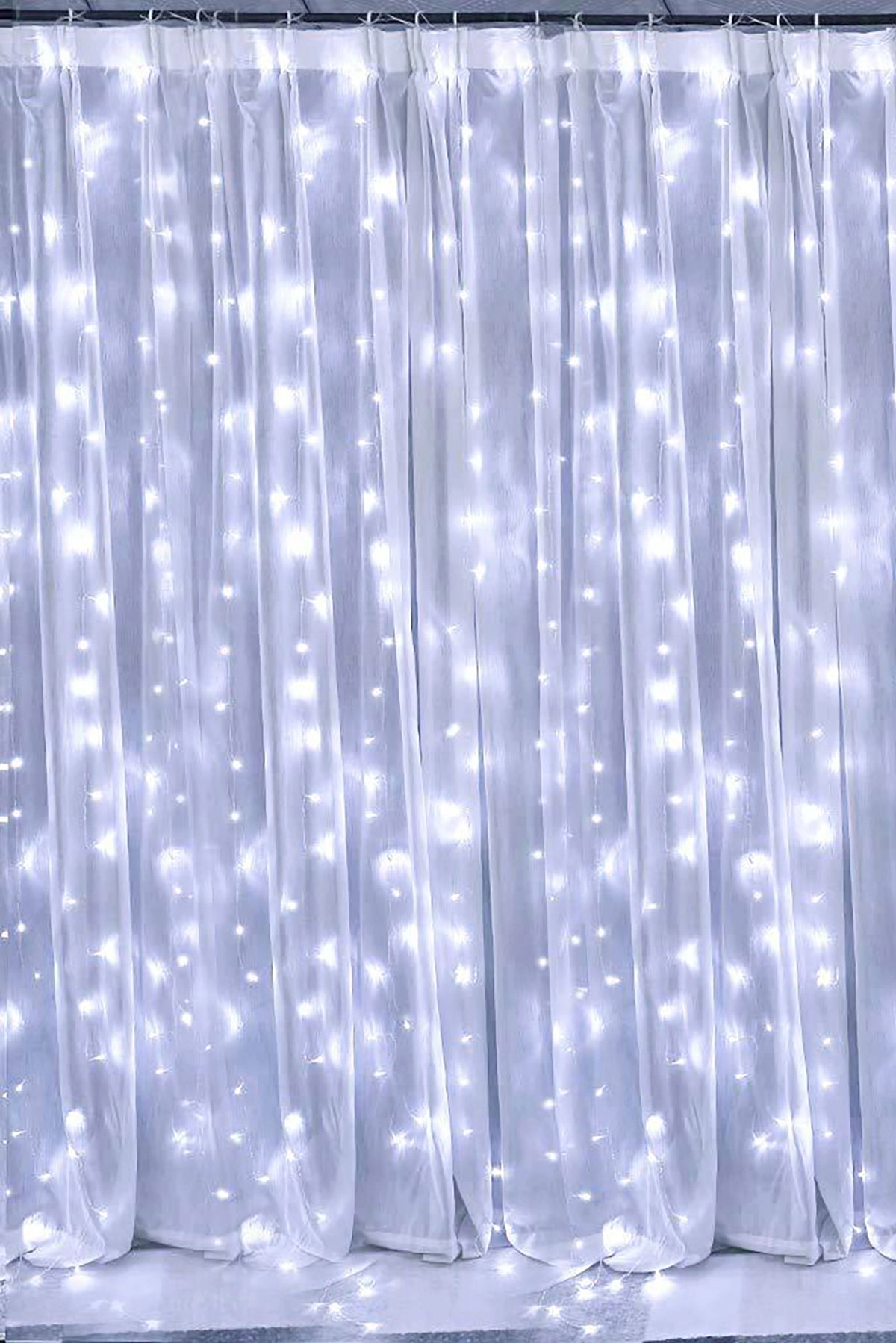 Beyaz Perde Led 3x3 Metre Usb Kumandalı 8 Mod Animasyonlu Peri Led Işık