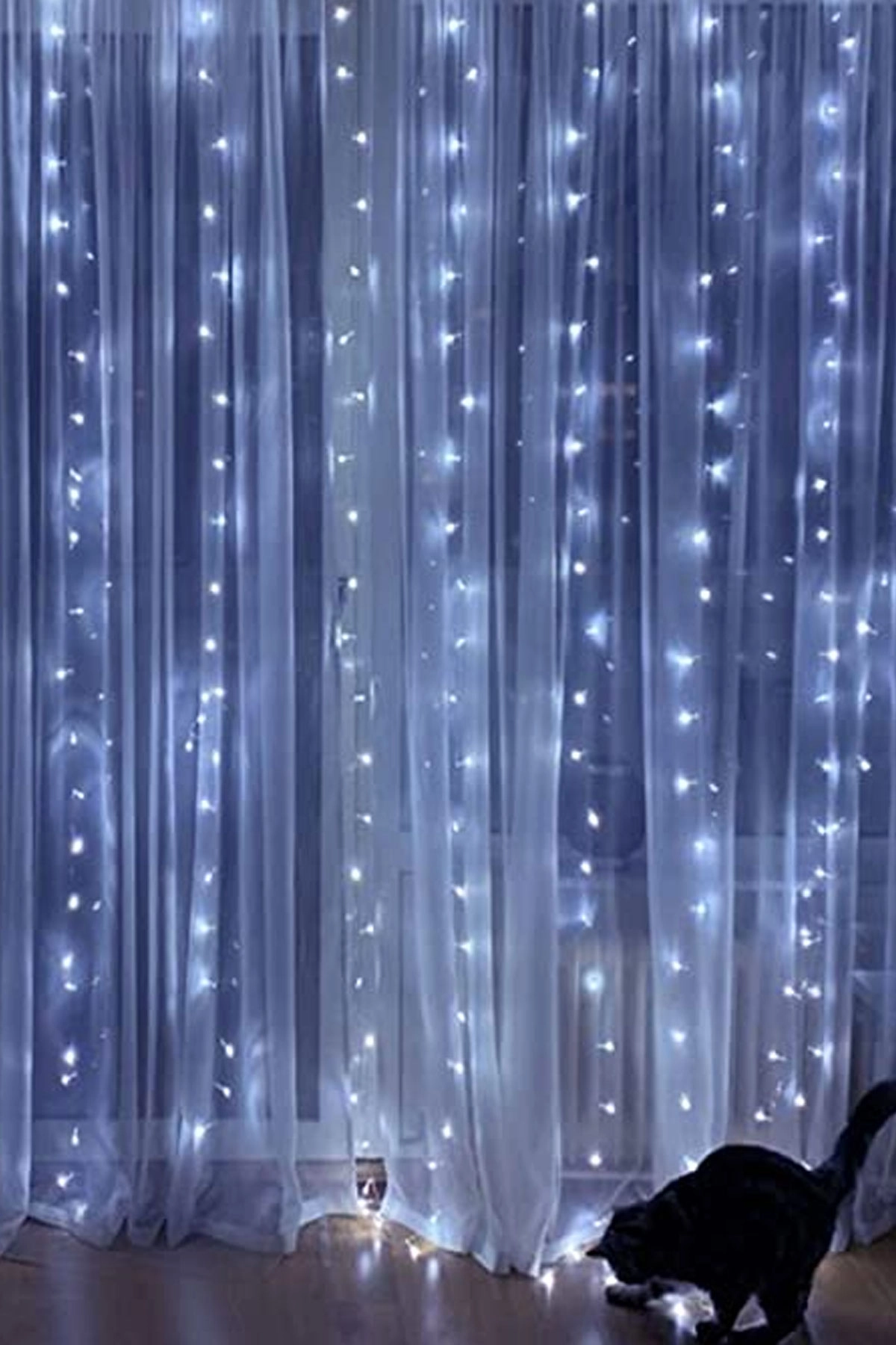 Beyaz Perde Led 3x3 Metre Usb Kumandalı 8 Mod Animasyonlu Peri Led Işık