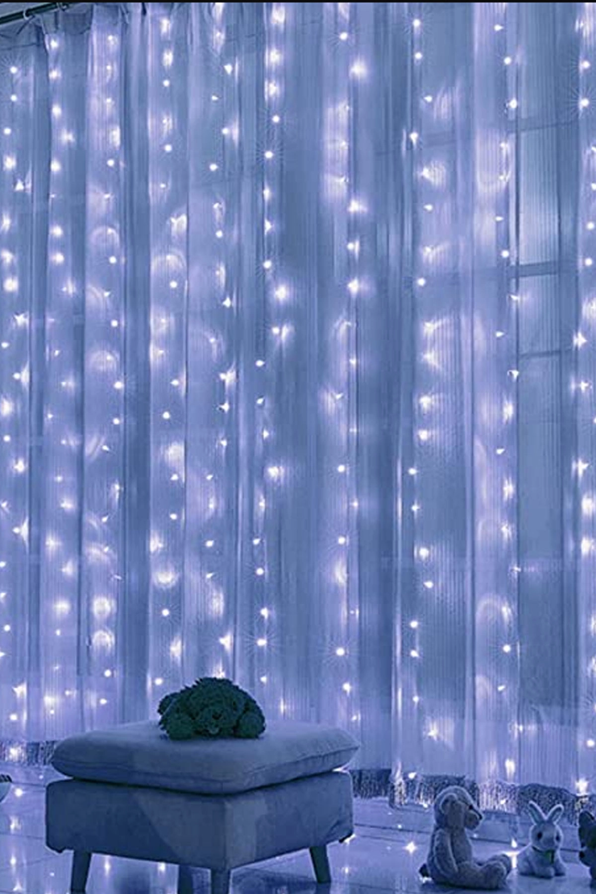Beyaz Perde Led 3x3 Metre Usb Kumandalı 8 Mod Animasyonlu Peri Led Işık