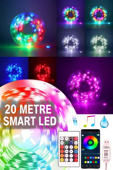 Telefondan Kontrol Edilebilen Sese Duyarlı Usb’li 20 Metre Smart Şerit Led