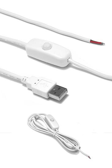 Beyaz Renk Bir Ucu Erkek Bir Ucu Tel Anahtarlı Usb Kablo 90 Cm Switchli