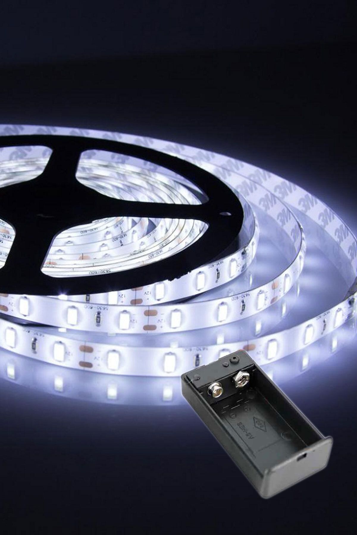Beyaz Renk Pil Ile Çalışan Şerit Led 1 Metre Pilli Şerit Led (PİL DAHİL)