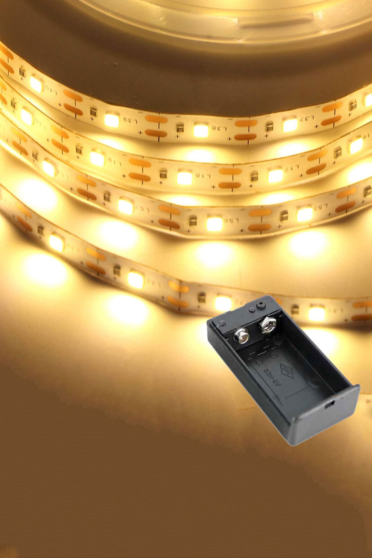 Günışığı Renk Pil Ile Çalışan Şerit Led 1 Metre Pilli Şerit Led (PİL DAHİL)