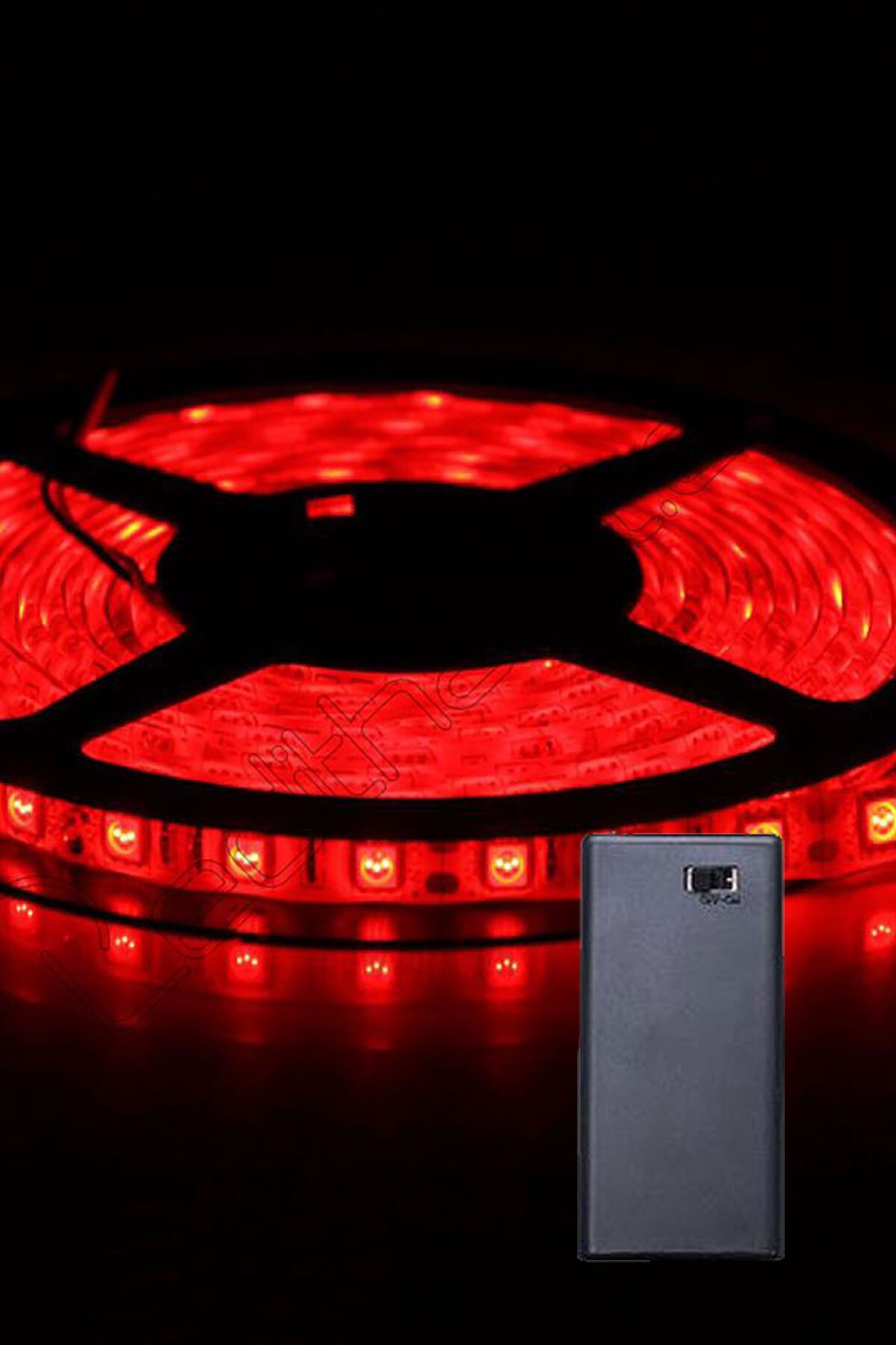 Kırmızı Renk Pil Ile Çalışan Şerit Led 1 Metre Pilli Şerit Led (PİL DAHİL)