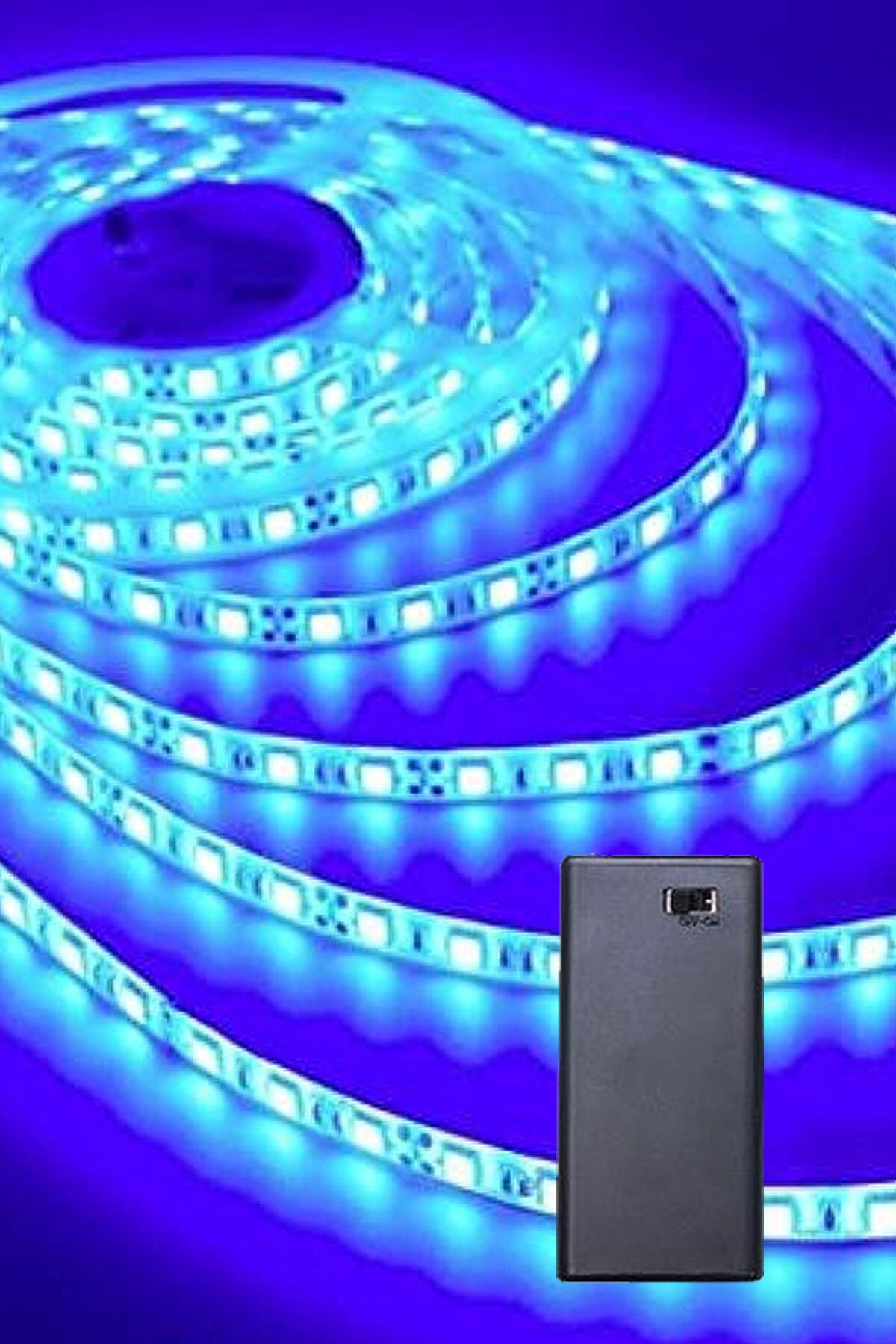 Mavi Renk Pil Ile Çalışan Şerit Led 1 Metre Pilli Şerit Led (PİL DAHİL)