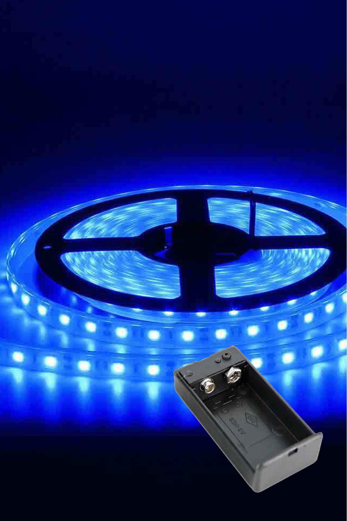 Mavi Renk Pil Ile Çalışan Şerit Led 1 Metre Pilli Şerit Led (PİL DAHİL)